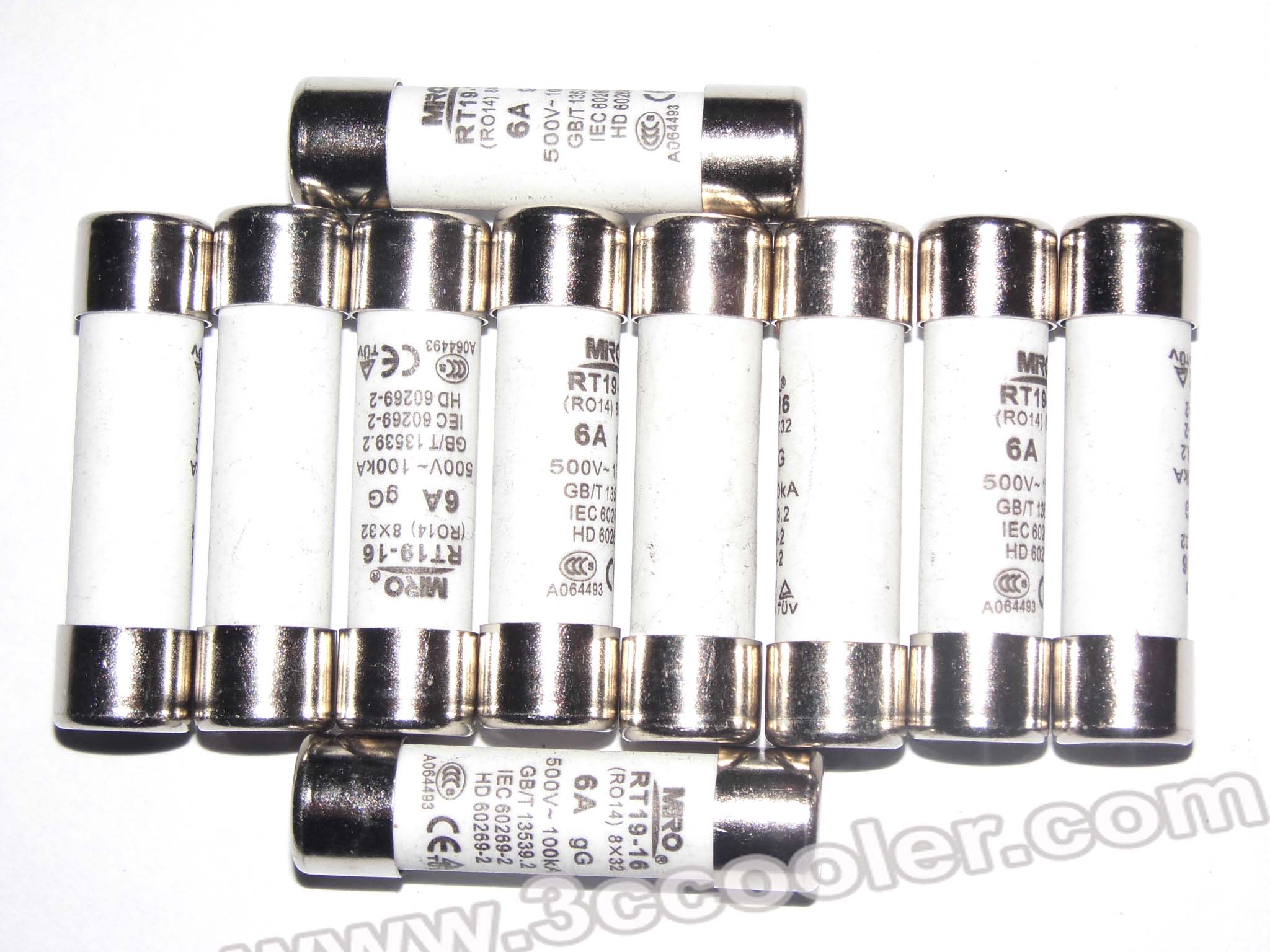 20 Pcs/Box MiRO RO14 gG (RT19-16 gF1) 500V 100KA φ8mm*32mm Cylindric  Ceramic tube Fuse